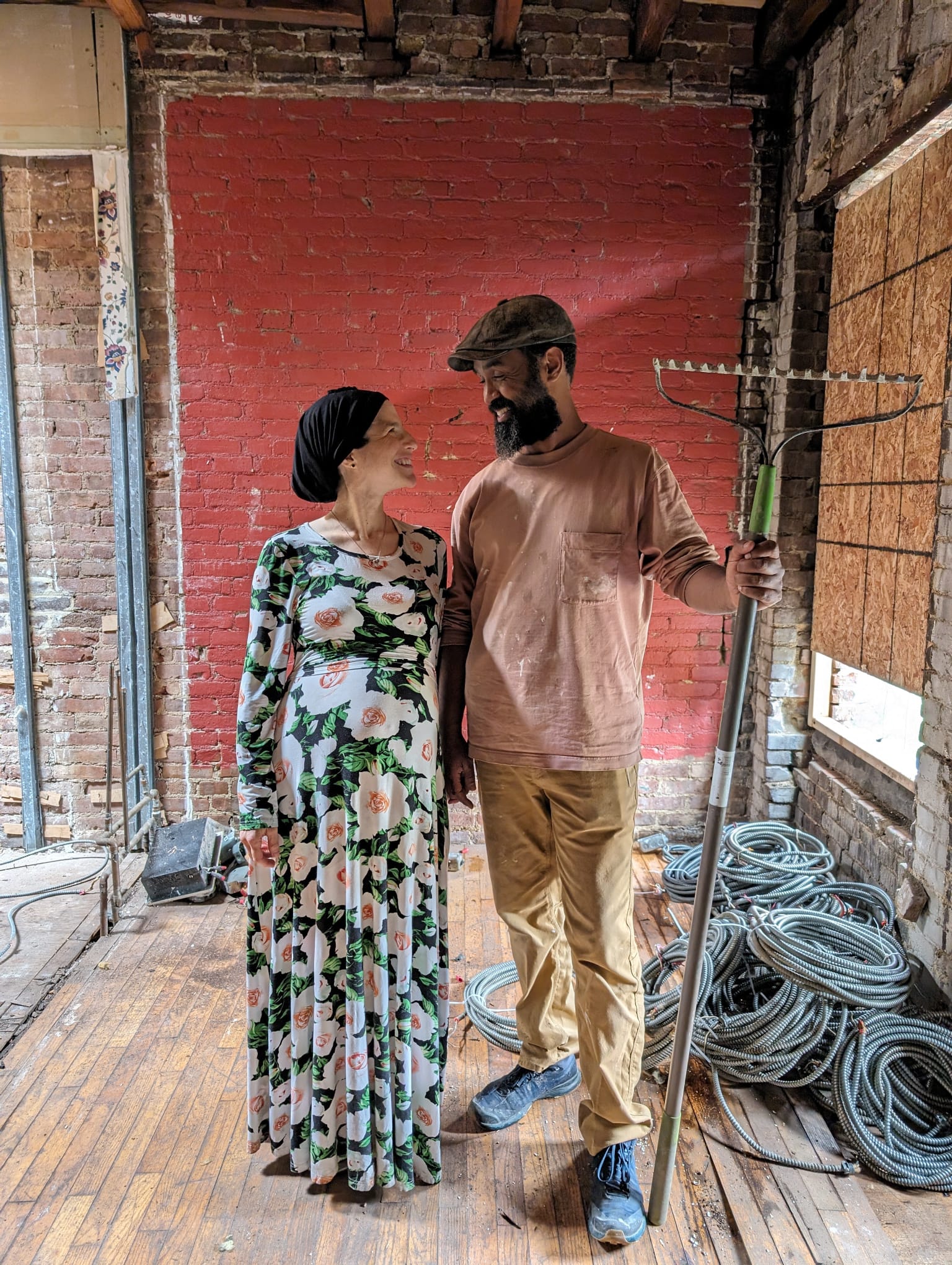 Mordechai and Daniella inside the gut renovation site